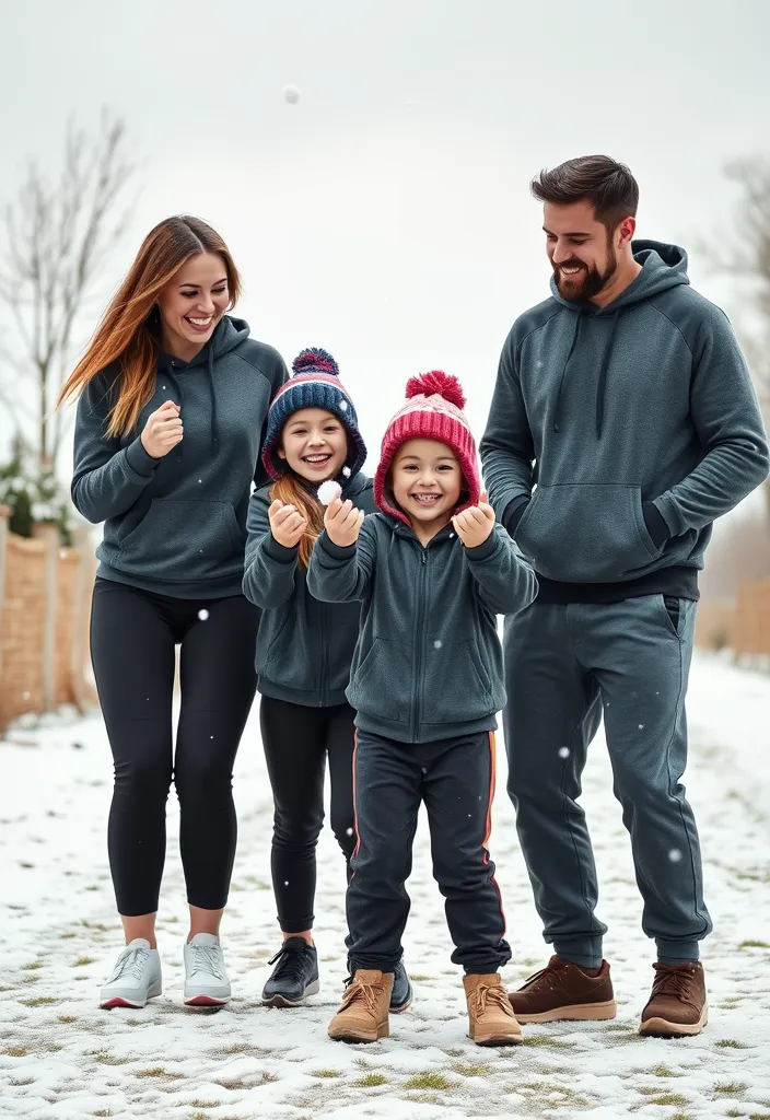 12 Matching Women's Winter Fashion Ideas for Family Photos That Will Make You Look Amazing Together! - 12. Casual Athleisure Wear