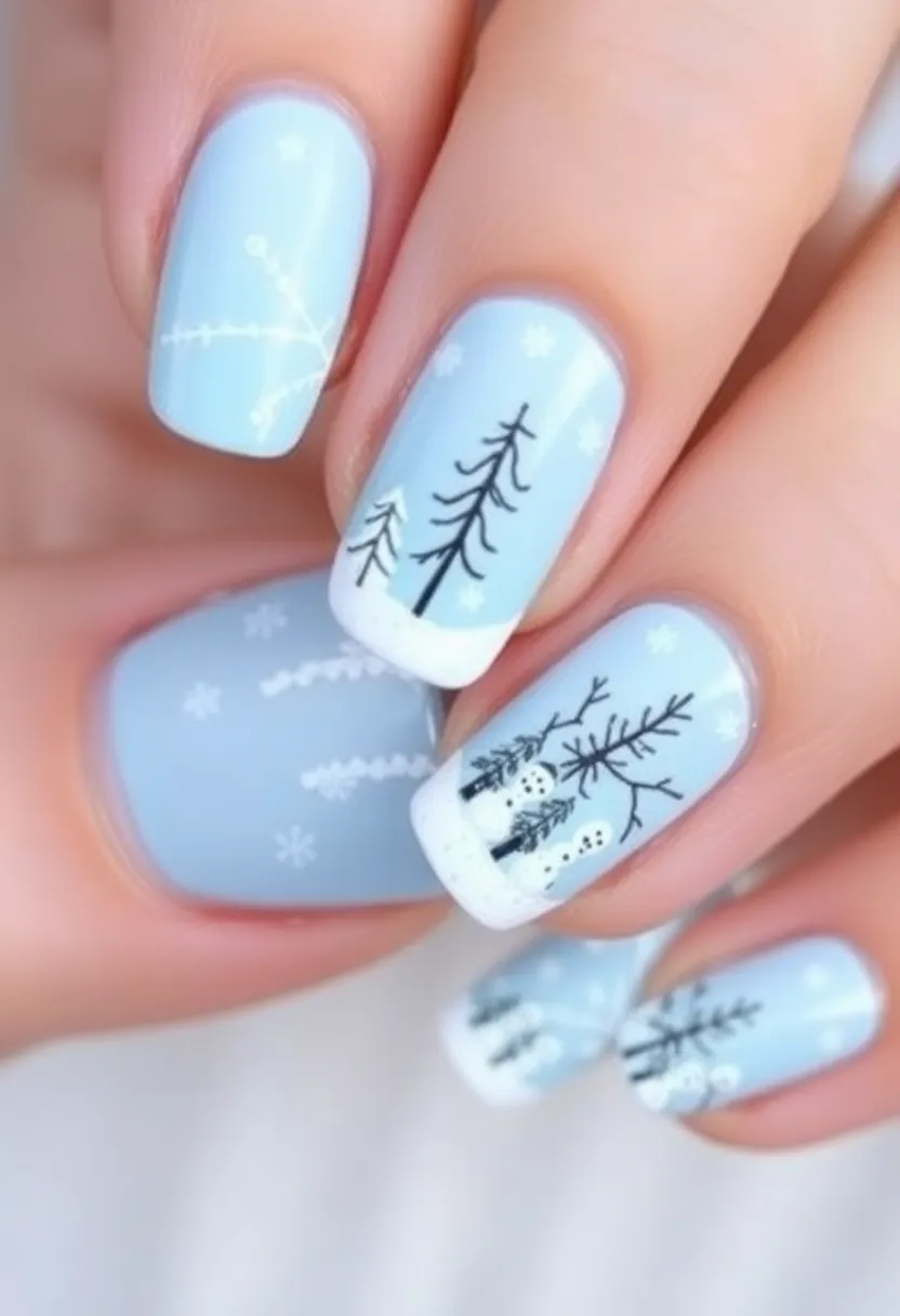 14 DIY January Nail Designs You Can Create in Under 30 Minutes! - 4. Winter Wonderland Landscape