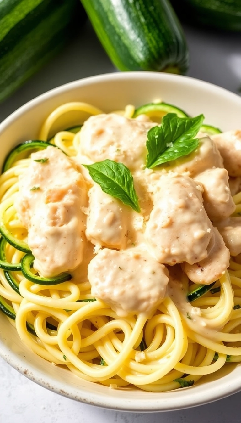 21 Low-Calorie Chicken Pasta Recipes You Can’t Resist (Especially #13!) - 7. Chicken Alfredo with Zucchini Noodles