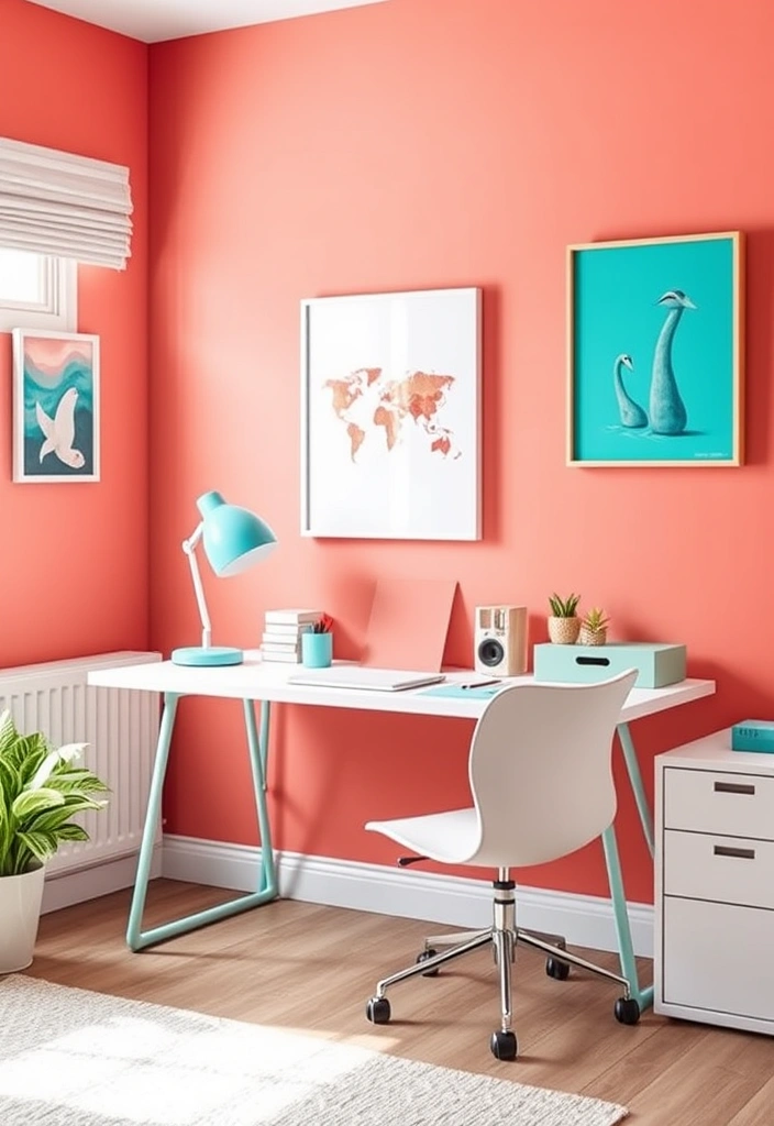 19 Gorgeous Mid-Century Modern Color Palettes That Will Inspire Your Next Project (You’ll Love #10!) - 3. Coral and Aqua