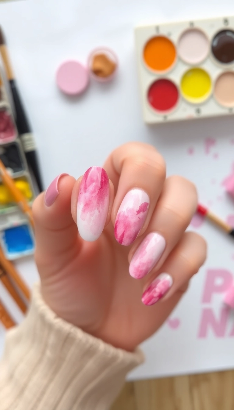 27 Stunning Pink Nail Ideas That Will Turn Heads (You Won't Believe #15!) - 17. Watercolor Wonder