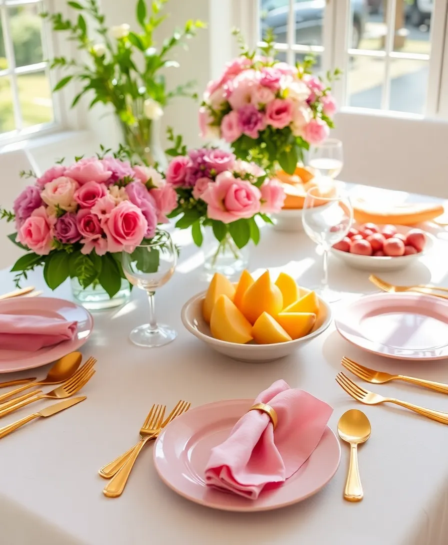 Elegant Pink and Gold Tablescape Designs to Elevate Your Home Decor - 2. Chic Brunch Gathering