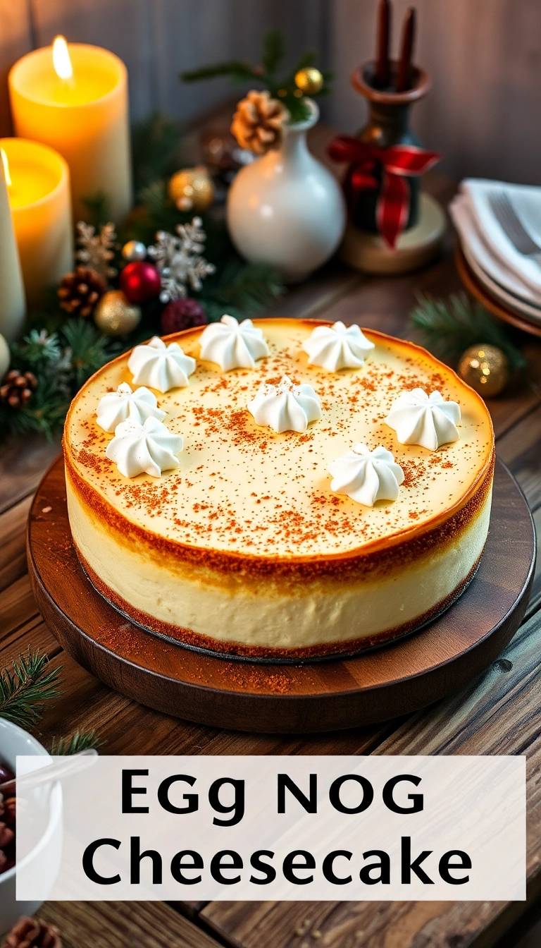 20 Stunning Christmas Cake Designs That Will Wow Your Guests (Number 7 Is a Showstopper!) - 12. Eggnog Cheesecake