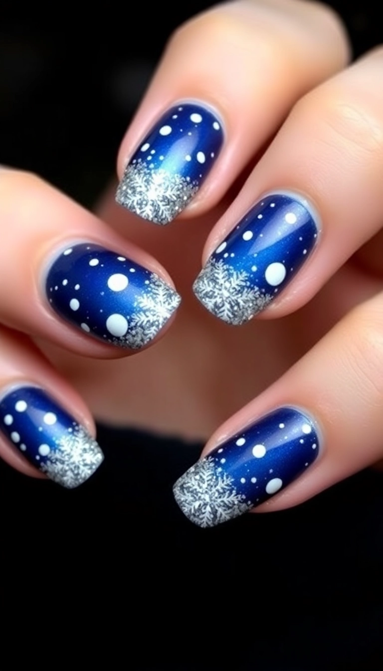 25 Stunning Christmas Nail Designs That Will Make You the Star of the Holiday Party! - 6. Snowy Night Sky