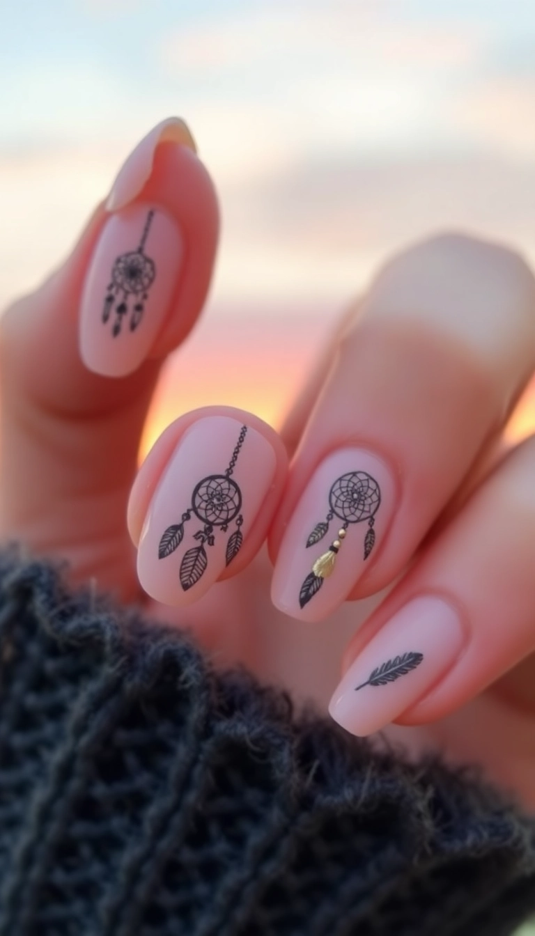 20 Stunning Boho Nail Ideas That Will Make You the Trendsetter of Your Squad! - 3. Dreamcatcher Inspirations