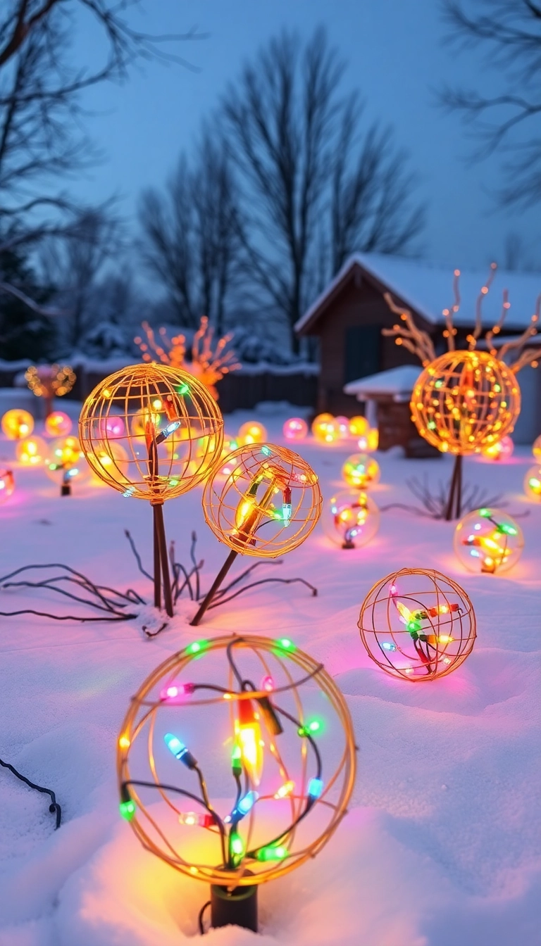 21 DIY Outdoor Christmas Decorations That'll Make Your Neighbors Jealous! - 5. Christmas Light Balls