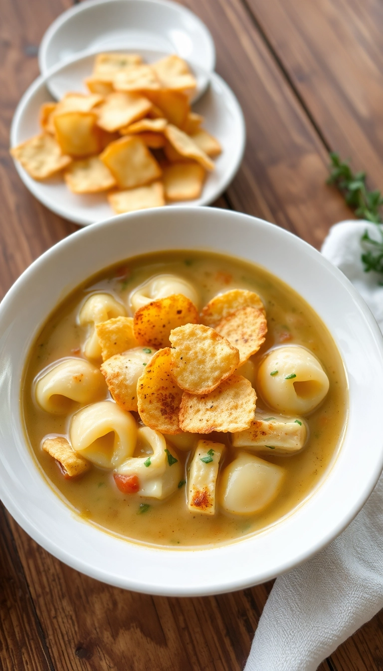 22 Chicken Tortellini Soup Ideas for a Cozy Night In (You Won't Want to Miss #10!) - 7. Chicken Tortellini Soup with Parmesan Crisps