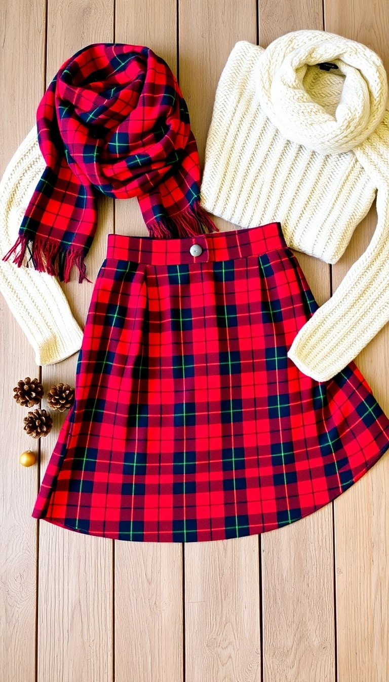 15 Festive Xmas Outfits for Women That'll Make You the Star of the Party! - 6. Festive Tartan Plaid Ensemble