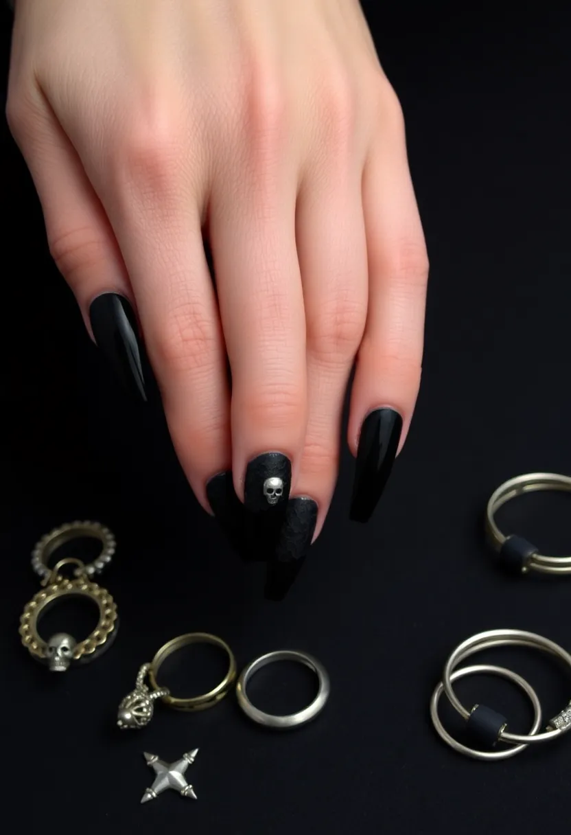 Spellbinding Arcane Nails: Transform Your Manicure Game - 9. Gothic Glam: Dark and Alluring