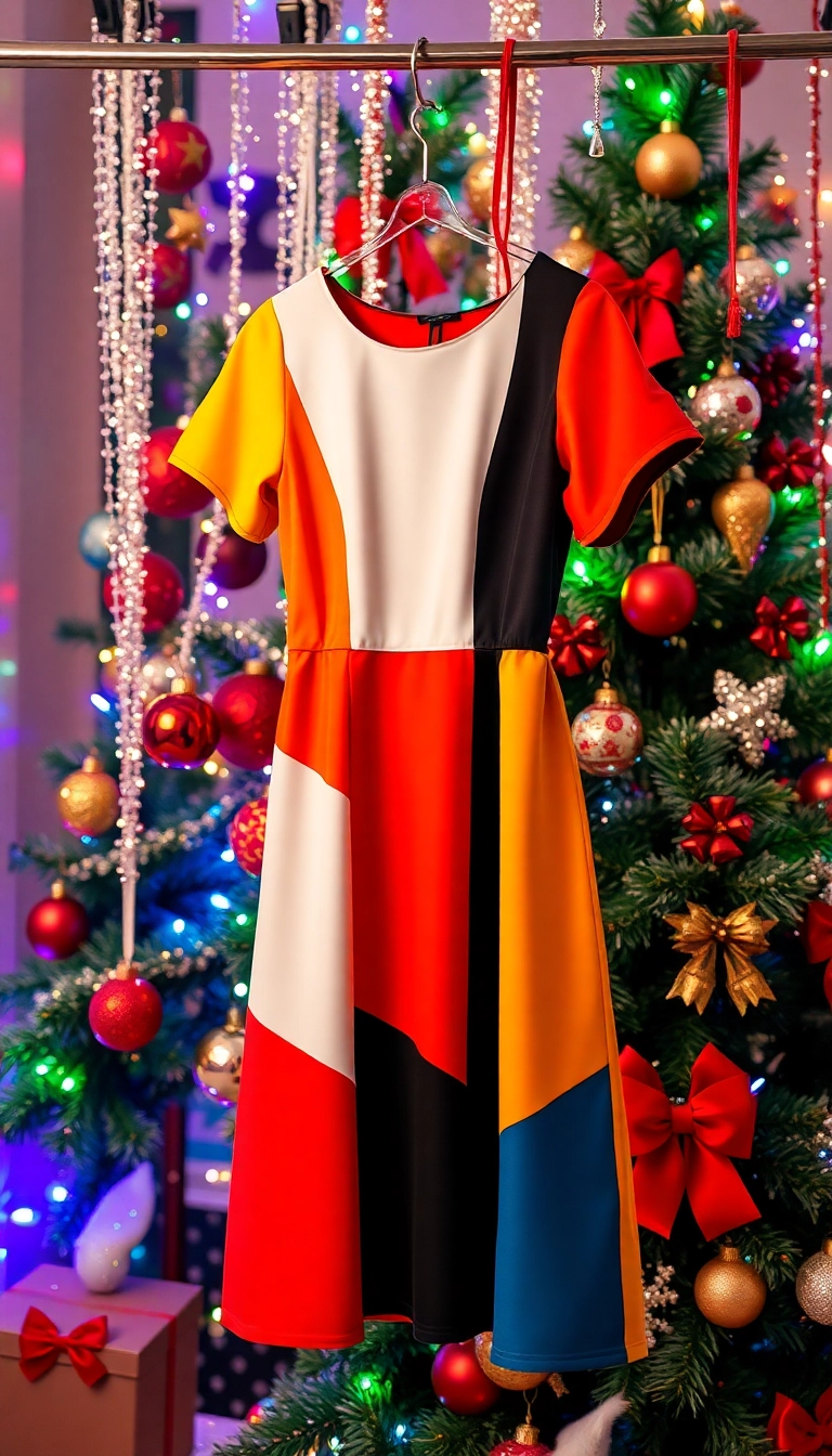 15 Stunning Christmas Cocktail Dresses That Will Make You the Star of the Party! - 15. Bold Color Block Dress