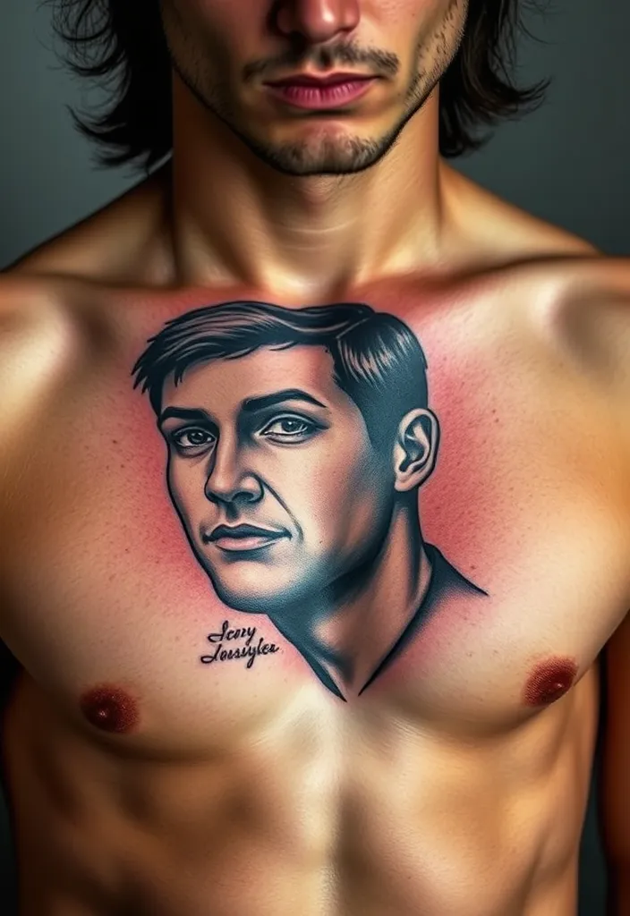 20 Stunning Chest Tattoos for Men That Will Turn Heads (You Won't Believe #15!) - 8. Portraits