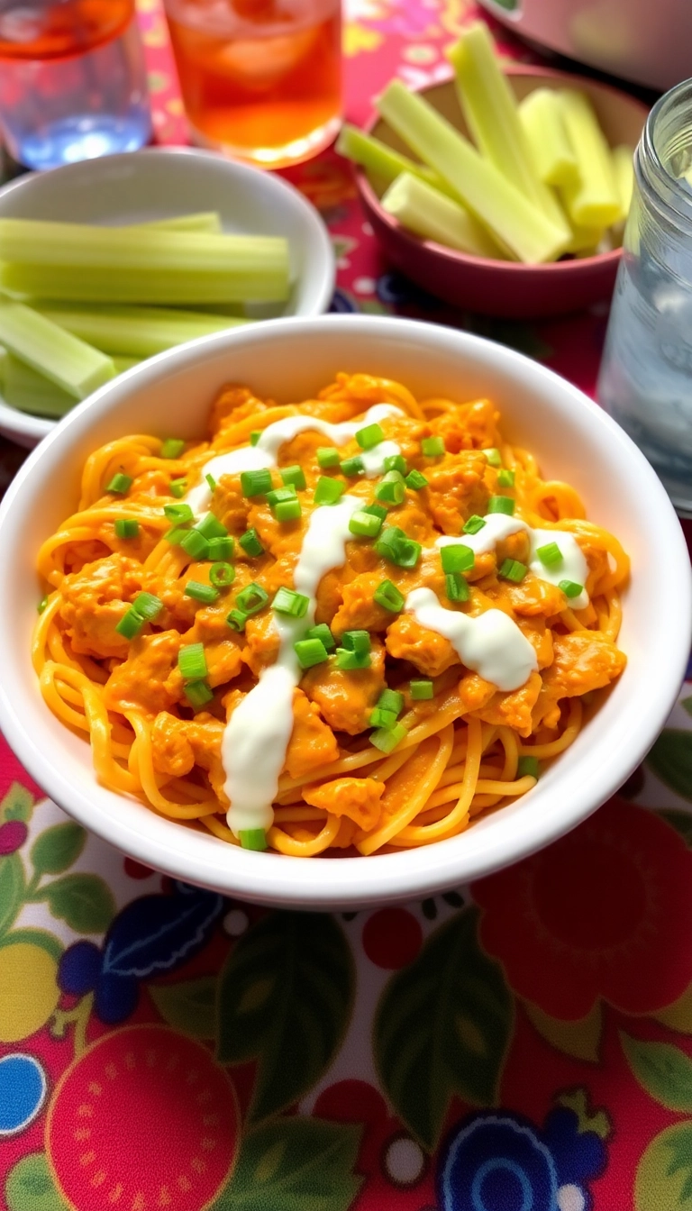 23 Crockpot Chicken and Noodles Ideas That Will Make You Ditch Takeout Tonight! - 3. Buffalo Chicken and Noodles