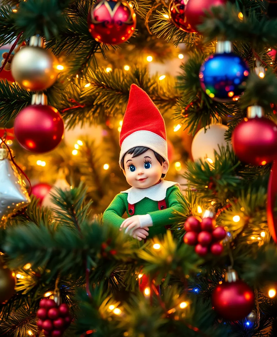 18 Easy Elf on the Shelf Ideas for Toddlers (Get Ready for Giggles with #14!) - 16. Elf in a Christmas Tree