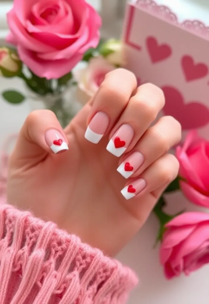 18 DIY Valentine's Nails You Can Create at Home (Even Beginners Will Love #9!) - 5. Heartfelt French Tips