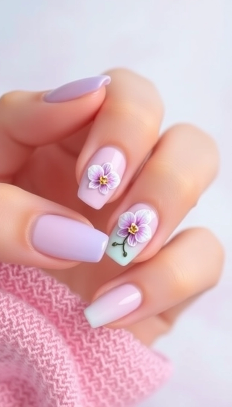 23 Stunning Orchid Nail Designs That Will Make Your Friends Jealous! - 5. Pastel Orchid Dream