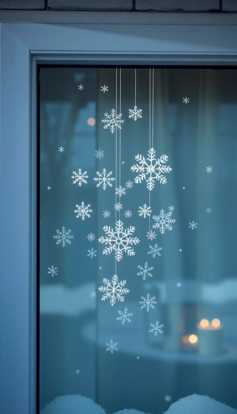 21 DIY Outdoor Christmas Decorations That'll Make Your Neighbors Jealous! - 19. Snowflake Window Clings