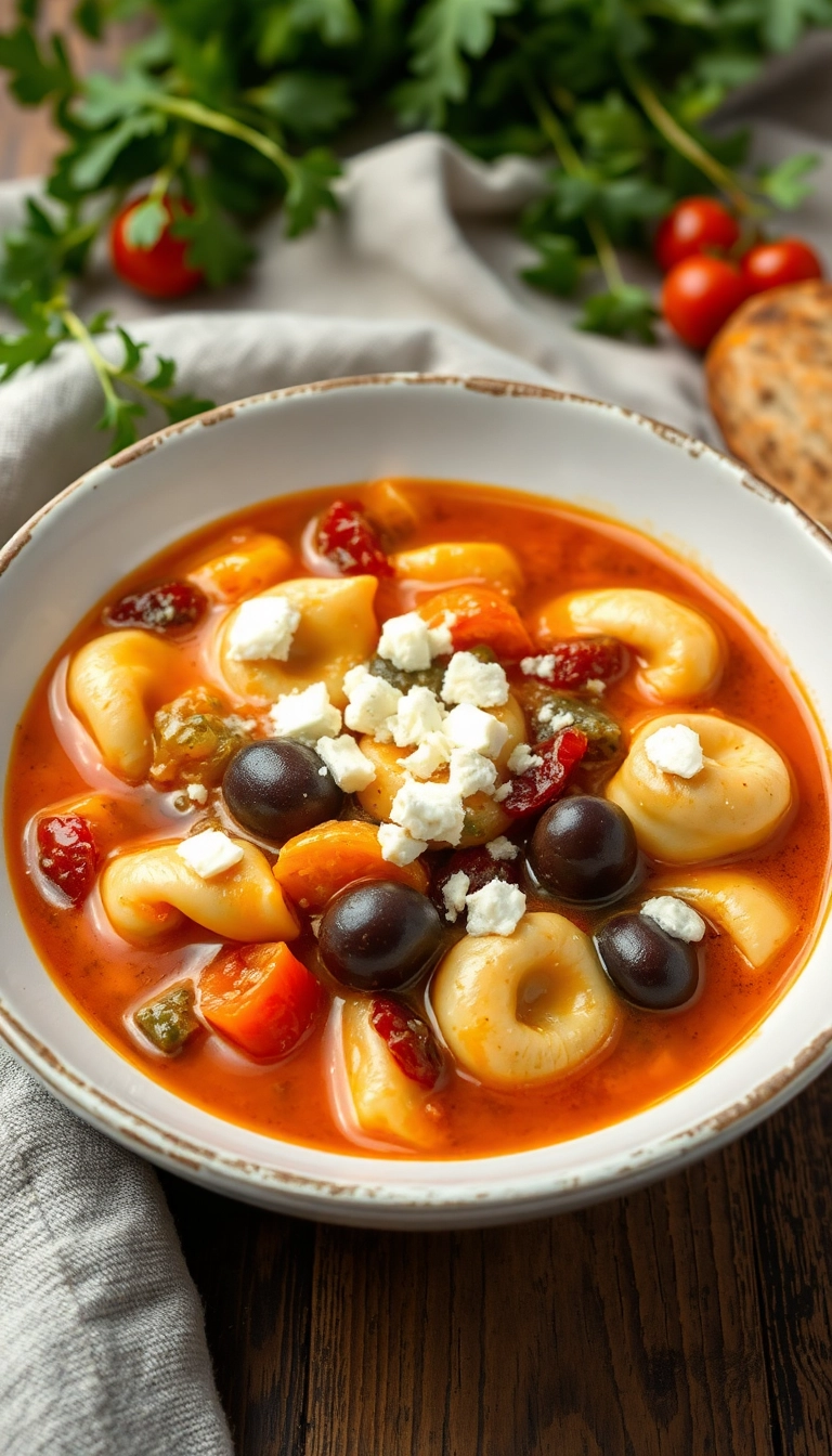 22 Chicken Tortellini Soup Ideas for a Cozy Night In (You Won't Want to Miss #10!) - 8. Chicken Tortellini Soup with a Mediterranean Flair