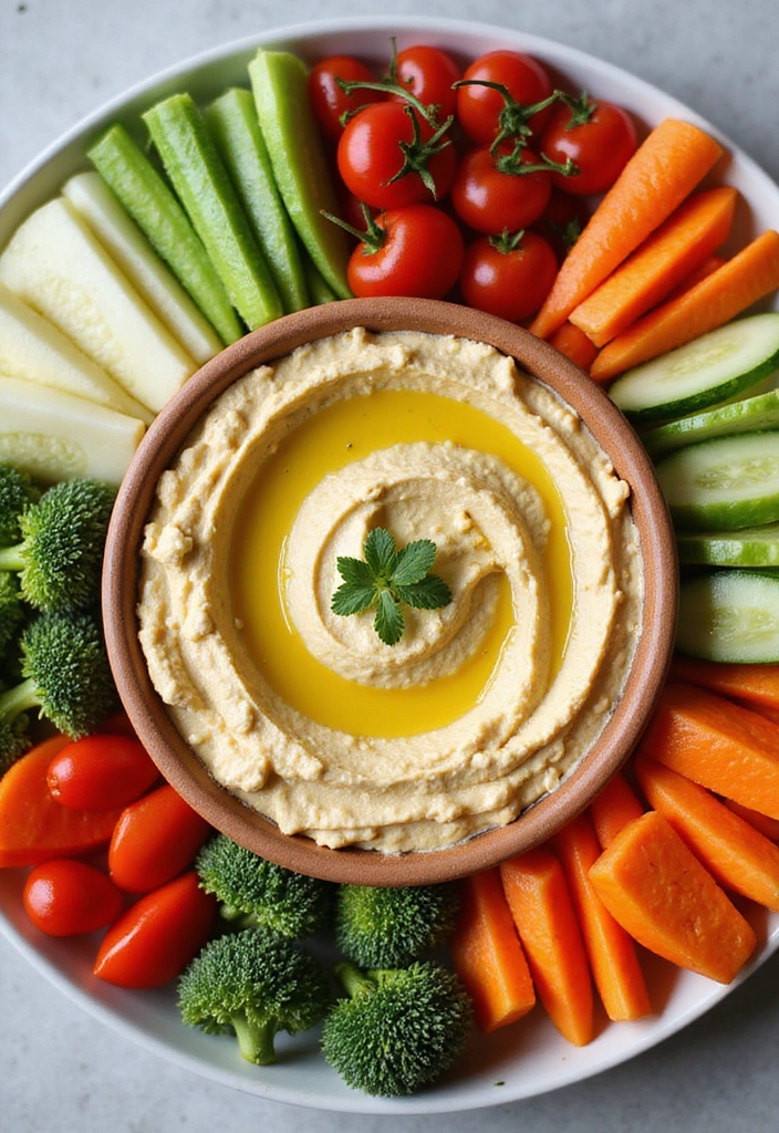 20 Healthy Snack Ideas That Are Quick and Easy to Make at Home (Say Goodbye to Junk Food!) - 9. Hummus with Veggies