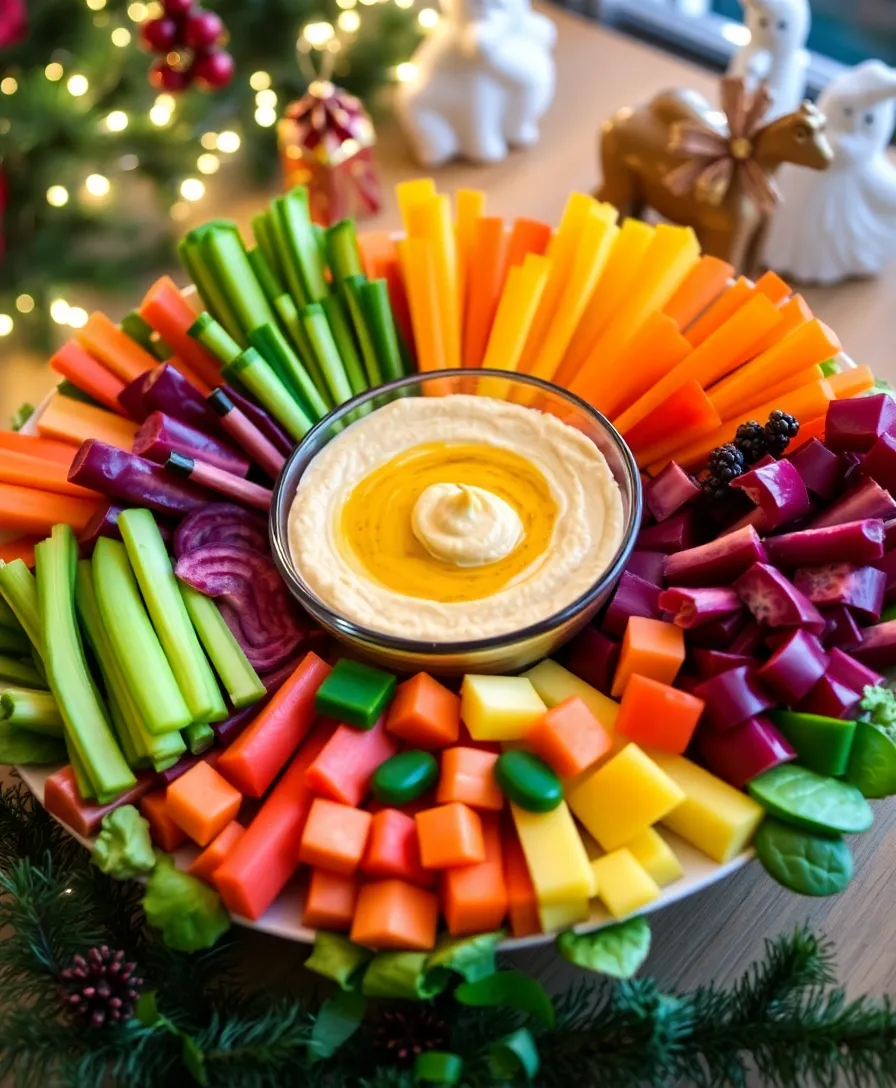 11 Budget-Friendly New Year's Eve Menu Ideas That Don't Skimp on Flavor! - 8. Festive Veggie Platter with Hummus