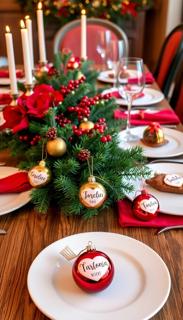 21 Creative DIY Christmas Place Setting Ideas That Will Wow Your Guests! - 6. Personalized Christmas Baubles