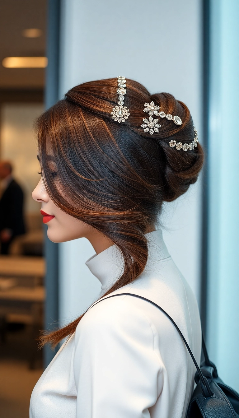 24 Stunning Interview Hairstyles That Will Land You the Job (You Won't Believe #10!) - 21. Glossy Hair with Hair Accessories