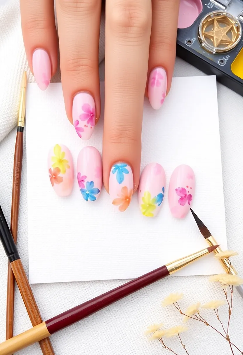 Spellbinding Arcane Nails: Transform Your Manicure Game - 8. Whimsical Watercolors: Art on Your Nails