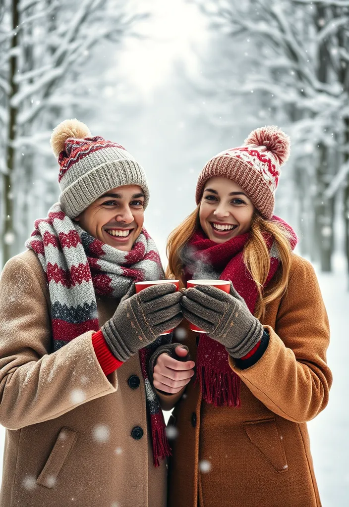 Take Your Love Outside: 8 Outdoor Valentine's Photoshoot Ideas You Can't Miss! - 6. Cozy Winter Wonderland