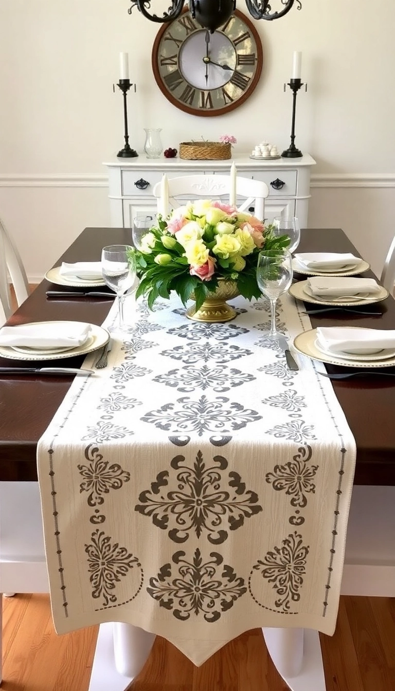 25 Easy DIY Home Decor Projects That'll Transform Your Space (Even #17 Is a Breeze!) - 12. DIY Stenciled Table Runner