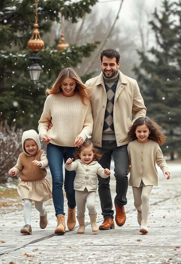 12 Matching Women's Winter Fashion Ideas for Family Photos That Will Make You Look Amazing Together! - 4. Monochromatic Layers