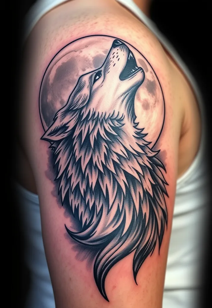 15 Stunning Moon Tattoo Designs That Will Inspire Your Next Ink Adventure! - 8. Moon and Wolf