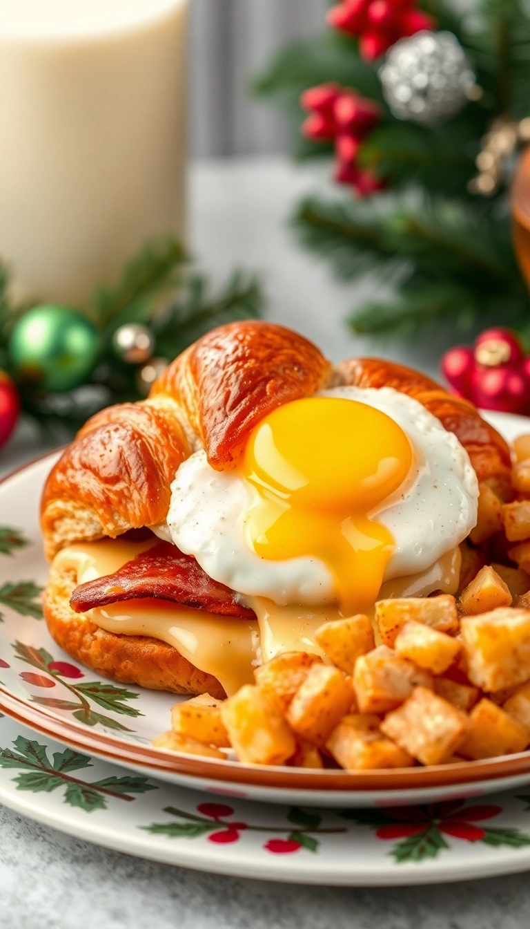 18 Christmas Breakfast Ideas That Will Make Your Mornings Merry! - 6. Maple Bacon Croissant Sandwiches