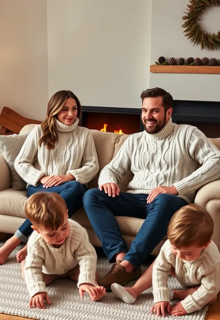 12 Matching Women's Winter Fashion Ideas for Family Photos That Will Make You Look Amazing Together! - 2. Cozy Cable Knit Sweaters