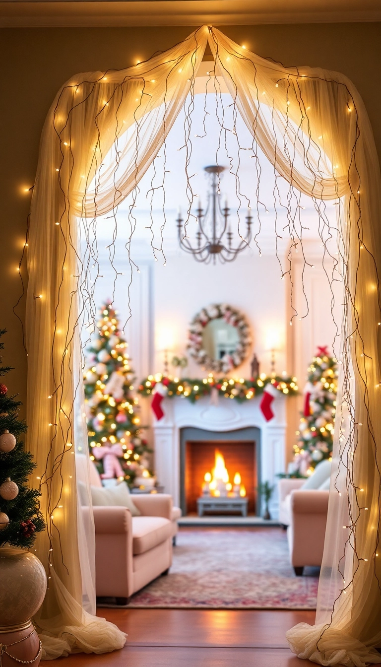 21 Stunning Christmas Archway Decor Ideas to Transform Your Indoor Space (You Won't Believe #14!) - 4. Twinkling Light Canopy