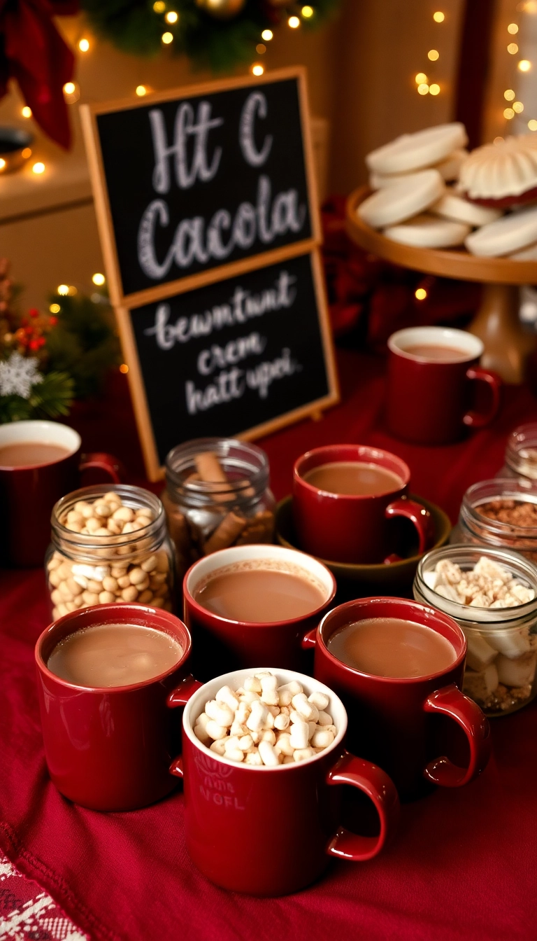 21 Creative Burgundy Christmas Inspiration Ideas That Will Leave Your Guests in Awe! - Burgundy Hot Cocoa Bar