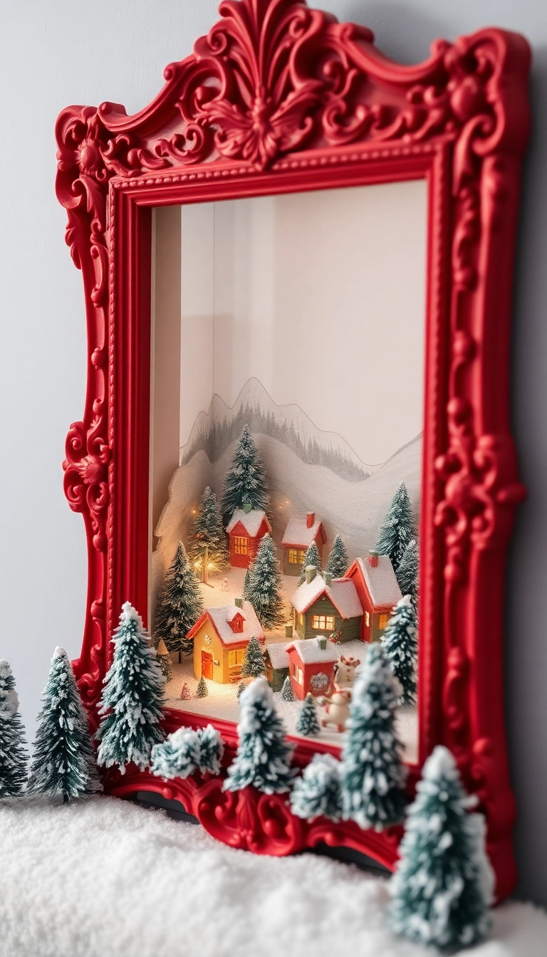 21 Stunning Christmas Village Display Platform Ideas You Must Try This Holiday Season! - 9. Picture Frame Display