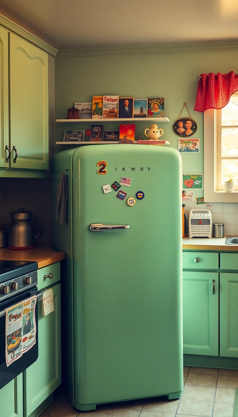 19 Vintage Kitchen Ideas That’ll Transport You Back in Time (Don’t Miss #12!) - 1. Retro Refrigerator Revelry