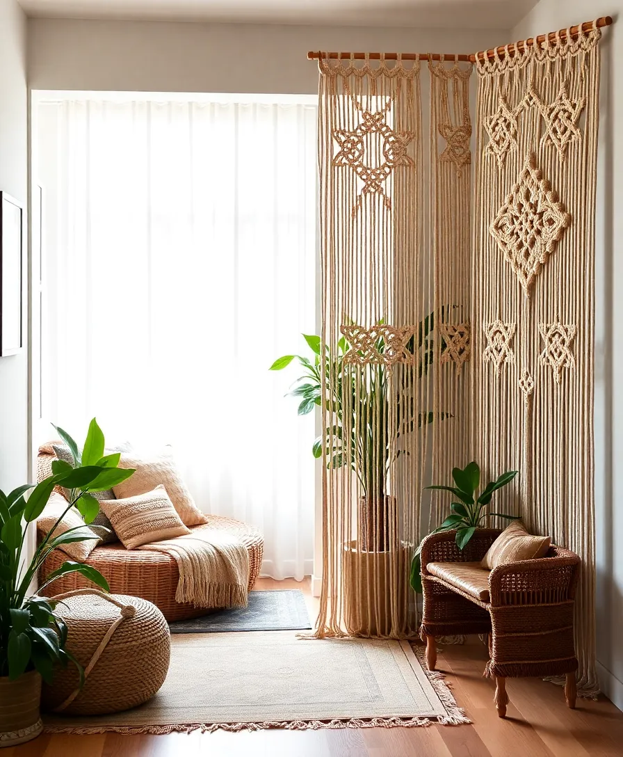 10 Budget-Friendly Macrame Wall Art Ideas That Will Wow Your Guests (You’ll Love #3!) - 8. Macrame Curtain or Room Divider