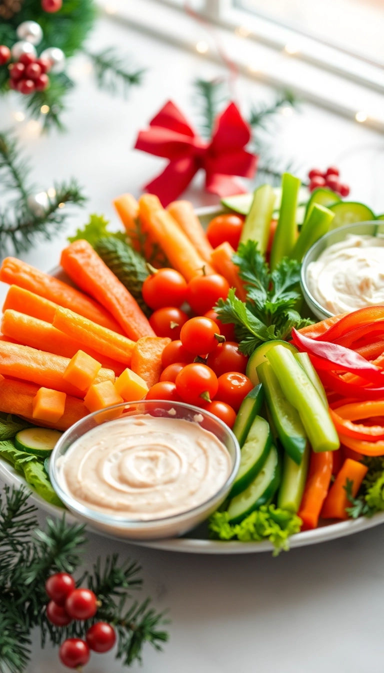 22 Festive Appetizers to Make Your Christmas Party Unforgettable (Don't Miss #7!) - 21. Festive Veggie Platter