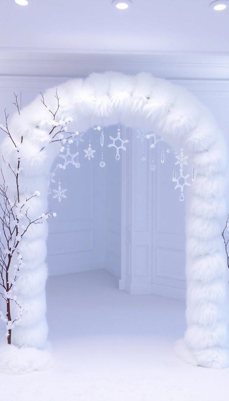 21 Stunning Christmas Archway Decor Ideas to Transform Your Indoor Space (You Won't Believe #14!) - 6. White Winter Wonderland