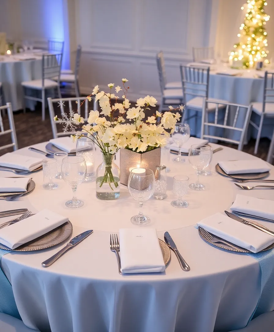 Christmas Table Settings: How to Create the Perfect Holiday Table! - 2. Winter Wonderland with Whites and Blues