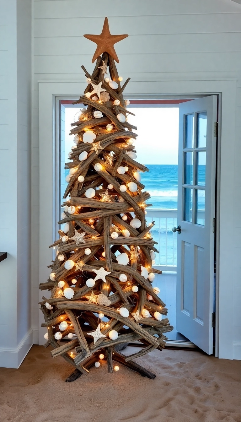 21 Wood Christmas Trees DIY That Will Light Up Your Holiday Spirit! - 3. Driftwood Tree