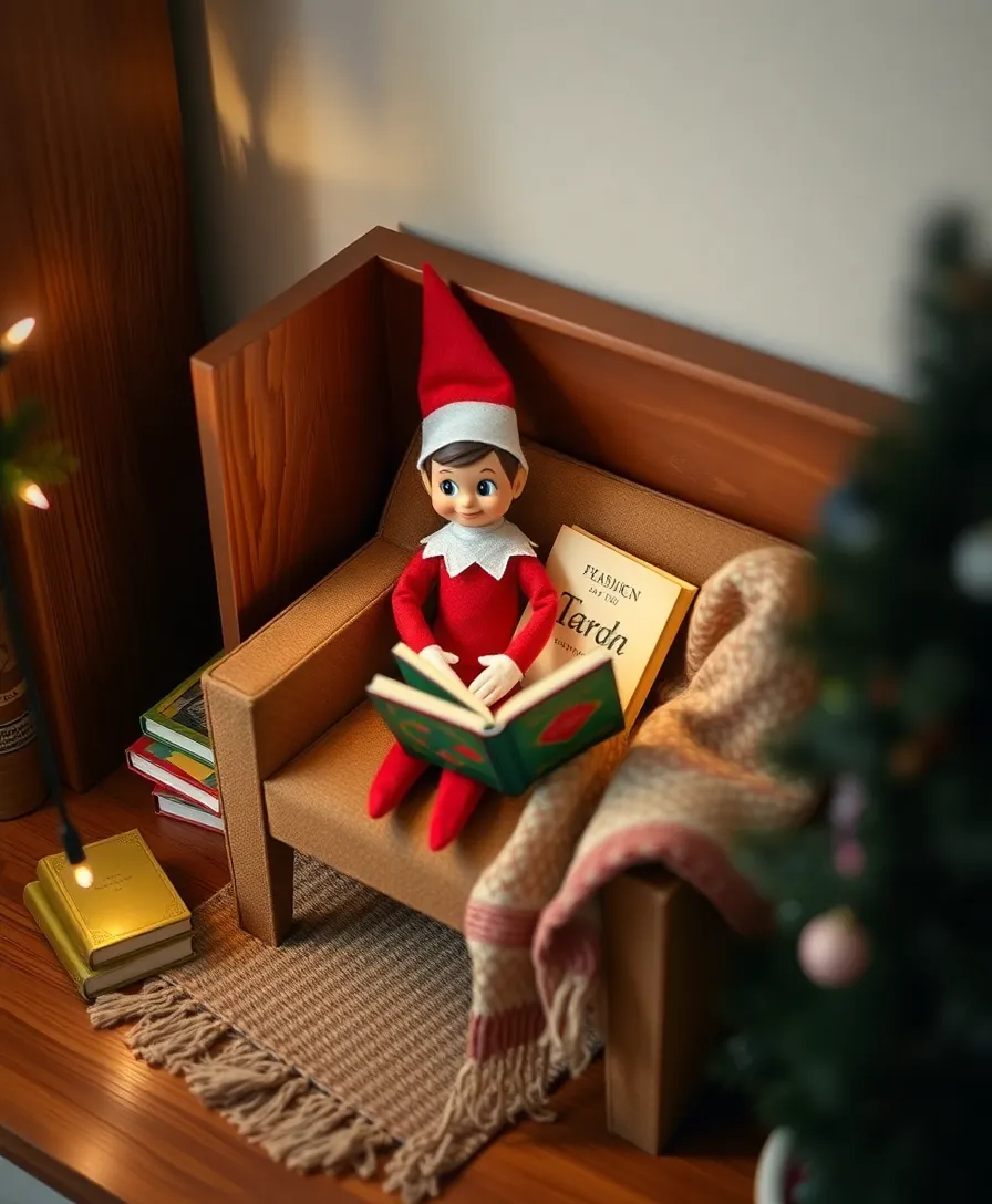 How to Start Easy Elf on the Shelf Ideas for a Magical Christmas Wallpaper! - 13. Elf's Cozy Reading Nook