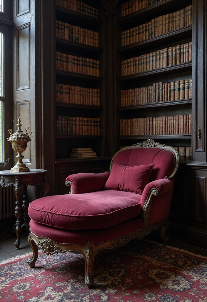 25 Dark Fantasy Decor Ideas That’ll Give Your Home a Hauntingly Beautiful Vibe! - 5. Antique Furniture Finds