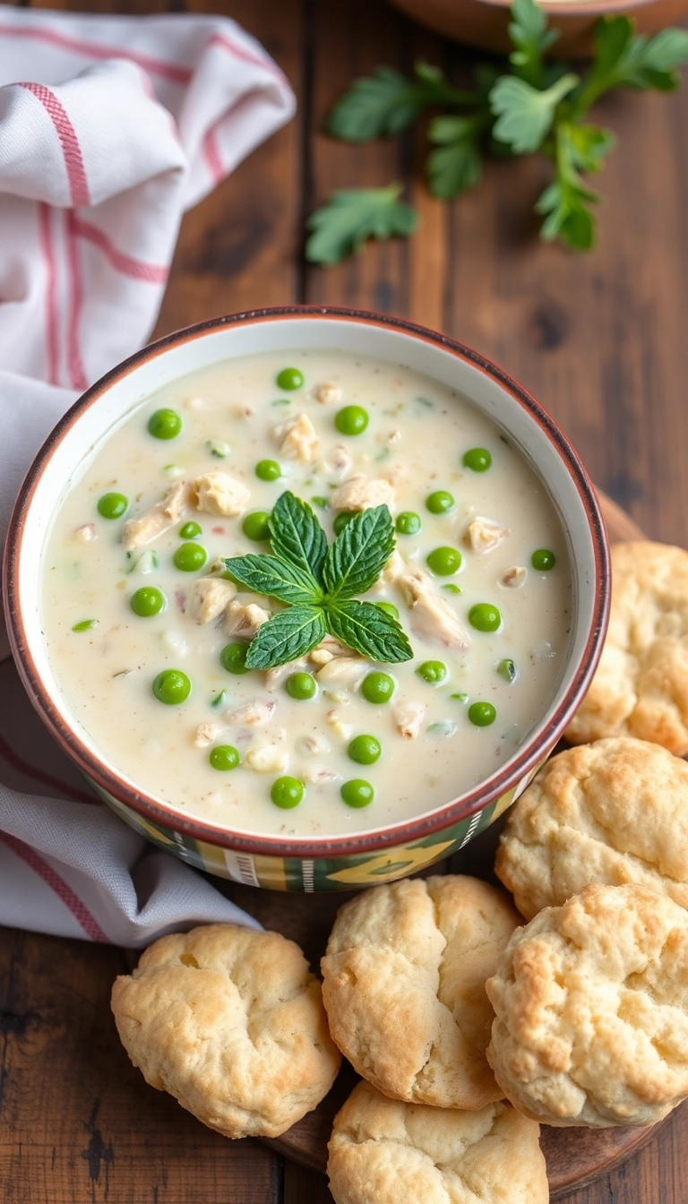 20 Creamy Chicken and Wild Rice Soup Ideas That Will Warm Your Soul! - 10. Creamy Chicken and Wild Rice Soup with Peas