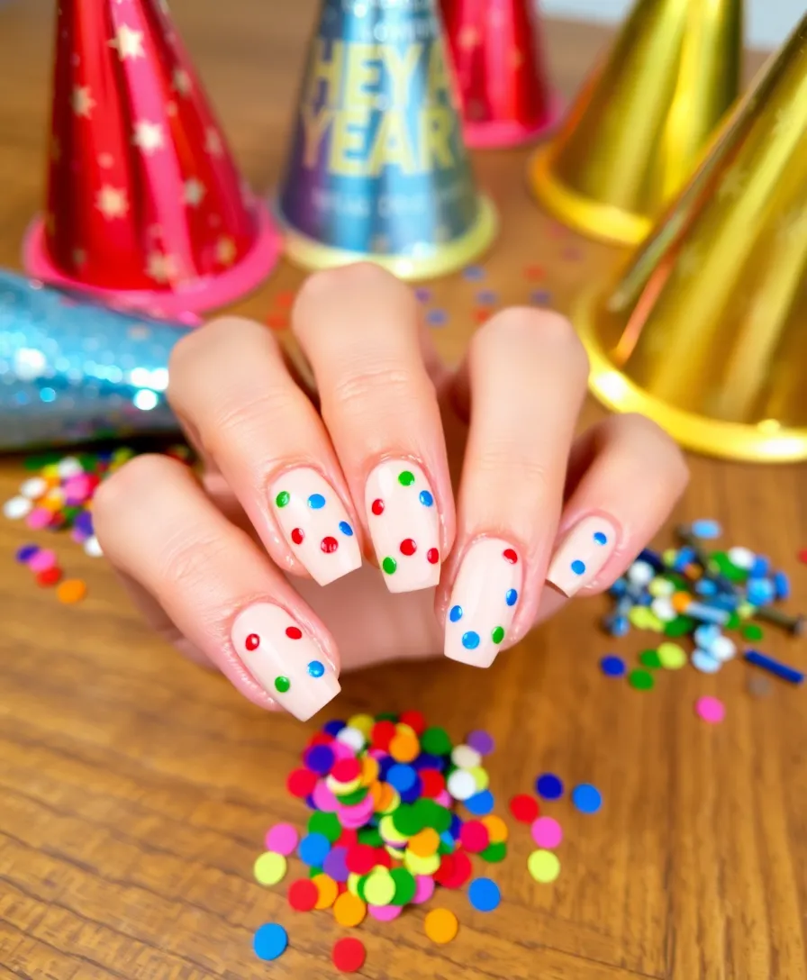 DIY New Year’s Nails: Simple Designs for Stunning Results - 3. Festive Confetti Dots