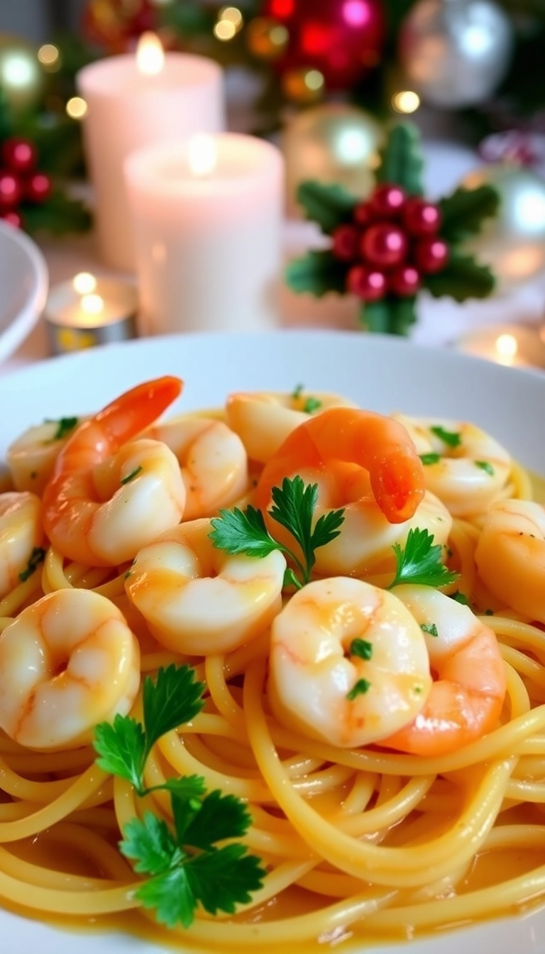 21 Christmas Pasta Recipe Ideas That'll Make Your Holiday Dinner Unforgettable! - 9. Garlic Butter Shrimp Pasta