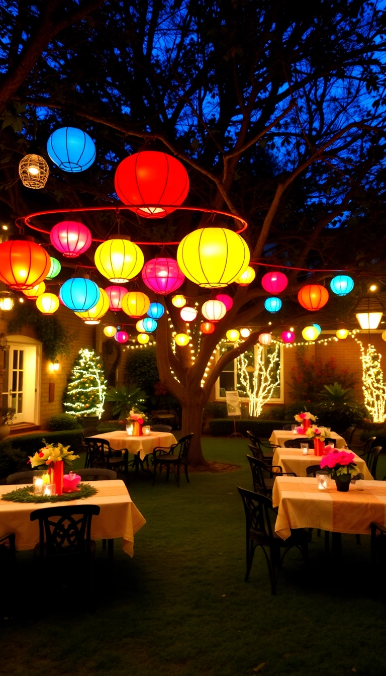 20 Jaw-Dropping Outdoor Christmas Decorations That'll Light Up Your Neighborhood! - 14. Colorful Lanterns