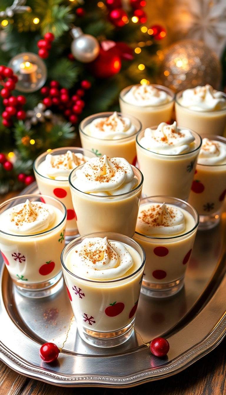 21 Christmas Party Food Ideas That Will Steal the Show (You Won't Believe #10!) - 12. Eggnog Pudding Shots