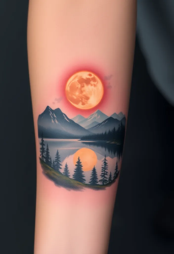 15 Stunning Moon Tattoo Designs That Will Inspire Your Next Ink Adventure! - 12. Full Moon Landscape