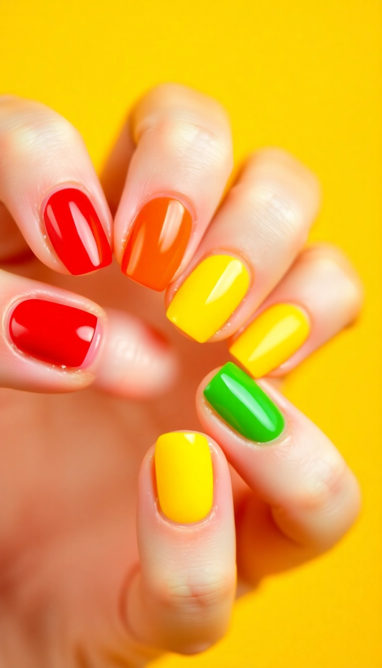 23 Fire Nail Inspirations That Will Ignite Your Creativity! - 21. Fiery Skittles